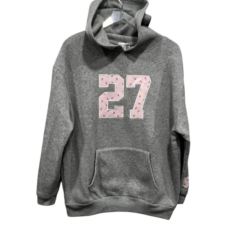Orange Kiss 27 Heart Patch Embroidered Retro Hoodie Sweatshirt Size M Old School